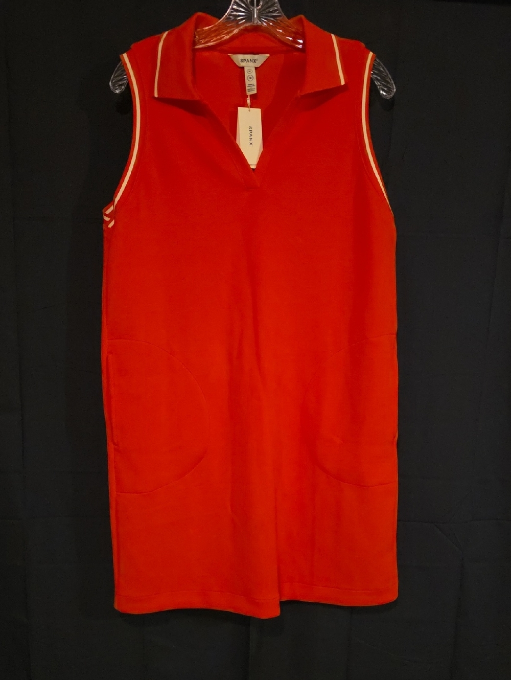 SPANX Sleeveless Polo Mini Dress in Red with White Trim